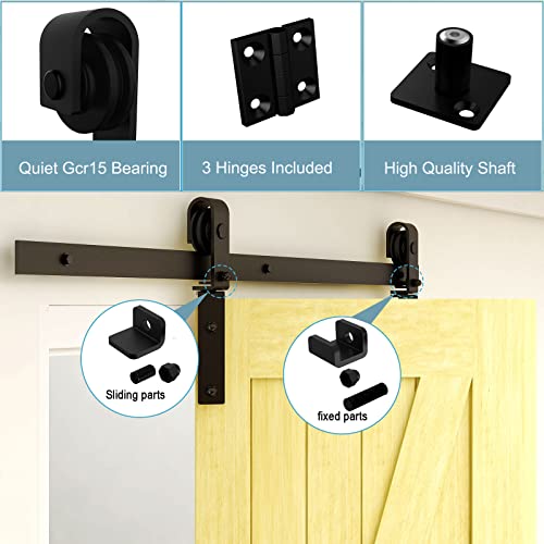 3.3Ft/40" Bi-Folding Sliding Barn Door Hardware Kit,Heavy Duty Roller Track Kit For 2 Doors Side Mounted,Smoothly And Quietly,Easy To Install,No Door Panel,Black #TOP4