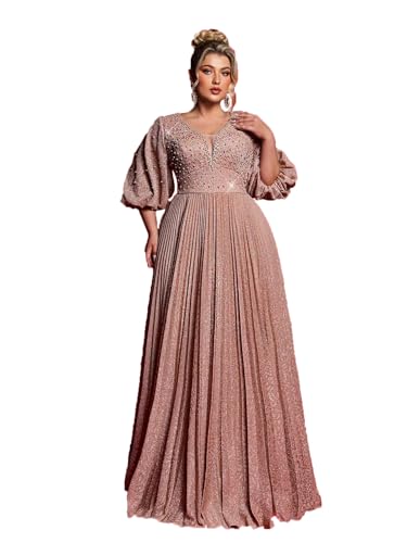 Plus Size Formal Dress Lantern Half-Sleeve Wedding Guest Dress Ruched Prom Dress