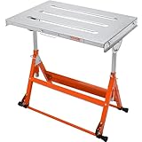 VEVOR Welding Table Foldable 30"x20", Welding Workbench Table 400lbs Load Capacity Steel on Wheels, Work Bench Adjustable Height with 3 Tilt Angles, Three 1.1" Slot, Retractable Guide Rails