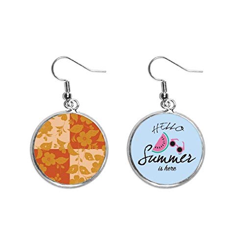 Pendientes de sandía estilo japonés con flor amarilla para lóbulo