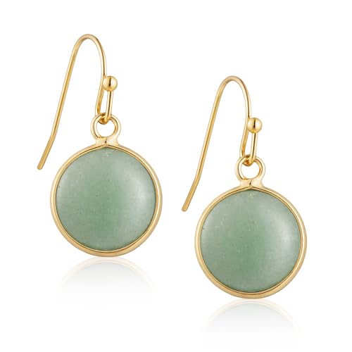 SELOVO Round Crystal Stone Huggie Earrings Fishhook Drop Earrings Gold Tone