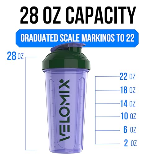 Image of VELOMIX -2 Pack- 28 oz Protein Shaker Bottles for Protein Mixes - 2x Wire Whisk | Leak Proof Shaker Cups for Protein Shakes and Pre Workout | Protein Shaker Bottle Pack (C2) Green /Purple