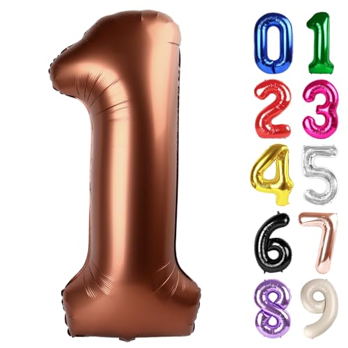 1 Balloon - Brown Birthday Number Balloons, 40 Inch Decorations Men Women