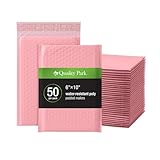 Quality Park Bubble Mailers, 6 x 9, Pink Poly Mailers, Padded Envelopes, Shipping Bags, Water Resistant, Self Seal, 50 Per Box (QUA85907)