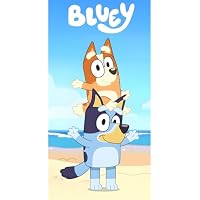 BrandMac Bluey & Bingo - Toalla de playa y baño de 70 x 140 cm,