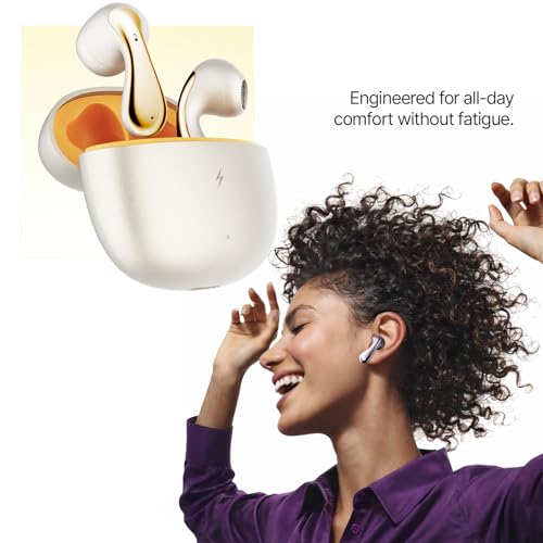 Image of Fire-Boltt Aero Lite TWS Earbuds Custom EQ Wireless Bluetooth 5.4 Music & App Support 50H Playtime Fast Charging Case 50ms Low Latency for Gaming Touch Controls Ivory Gold