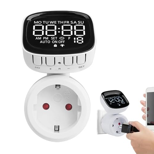 Wezalget Toma De Corriente con Temporizador,360 Grados Giratorio - Temporizador Digital para Enchufe | para Acuario Jardín Lámpara Interior Hogar Piscina Exterior Cocina Vacaciones