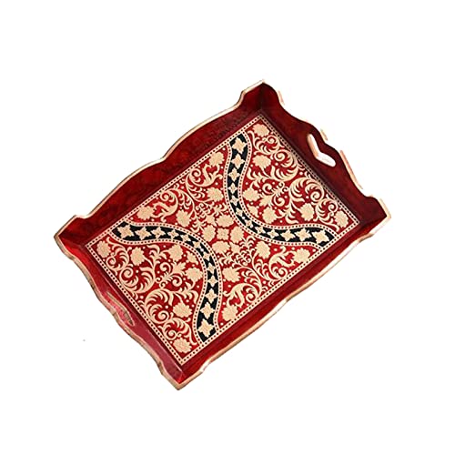 Charola de Servicio Bandeja de servir bandeja de madera bandeja rectangular mango en línea mesa de café sala de estar cocina sirviendo bandeja for todas las ocasiones Bandeja decorativa ( Size : B )