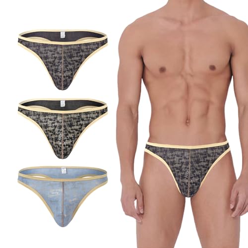 Men’s Bulge Pouch Thongs Underwear Breathable G-string Underwear Sexy Ice Silk