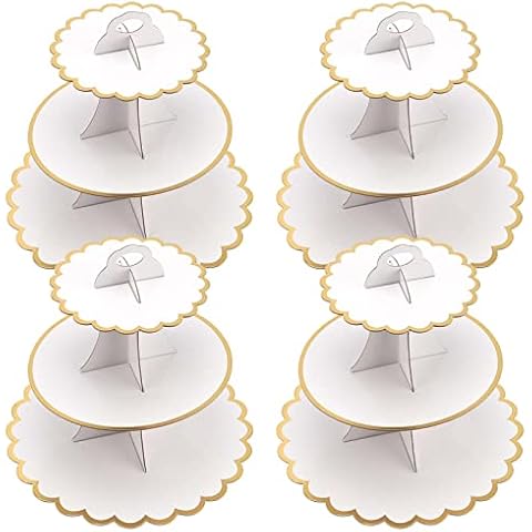 PINGEUI 4 Pack 3 Tier Cupcake Stand Cover