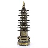 Hztyyier Metalowa Statua Chiński Styl WenChang Wieża Model Figurka Stop Pagoda Miniaturowe Ozdoby Biuro Home Desktop Decor