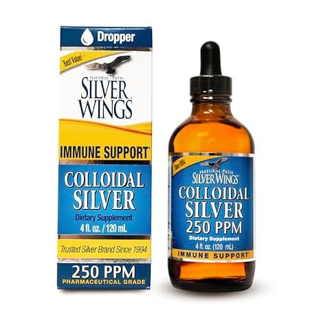 Natural Path Silver Wings Colloidal Silver Liquid - Enhanced Immune Support Supplement - 250ppm (1250mcg) - 4oz Dropper Cover