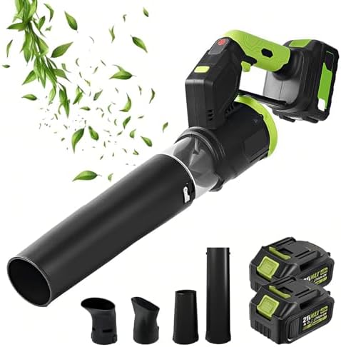 Upgraded Cordless Leaf Blower - 947W Brushless Motor, 381CFM Airflow, 4-Speed (25-58m/s), Lightweight Lawn & Garden Cleaner, Ideal for Wet Leaves, Patio, Car - 2 Batteries Included