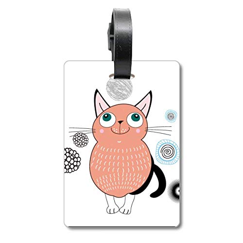 Étiquette valise chat rose en silicone pour identification bagage