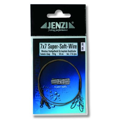 JENZI Powerflex 7x7 Super-Soft-Stahlvorfach mit Wirbel, 9 Kg, 50 cm JENZI Powerflex 7x7 Super-Soft-Stahlvorfach mit Wirbel, 9 Kg, 50 cm