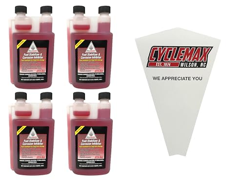 CYCLEMAX Four Pack Compatible with Honda Fuel Stabilizer & Corrosion Inhibitor 08732-3200 Contains Four 32oz Bottles and a Funnel