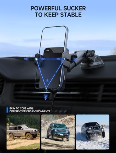 Wireless Car Charger 15W Auto Clamping Phone Holder Dash Windshield Vent | Car Mount Car Charger Compatible with iPhone 18 17 16 15 14/13/13 Pro/12 pro/12/11/X/8, Samsung S24/S23/S22 - image 5