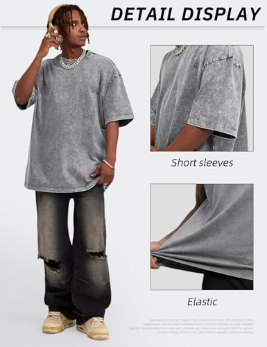 Image of Arssm Men Oversized T Shirts Vintage Tee Loose Fit Short Sleeve Casual Streetwear Baggy Washed Unisex Tops
