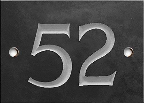 Engraved Slate House Number Sign - 1 to 99 (Select Your Number here) - Number 52 (Same Day Dispatch by 1st Class Post!!!) — image 1