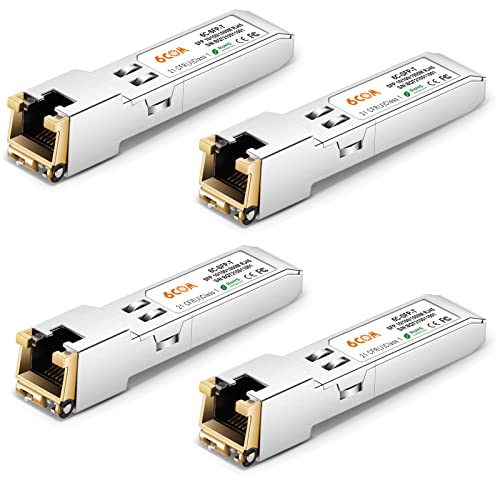 Image of 4Pack SFP Transceiver, 10 /100 /1000Base-T RJ45 Copper Module for Cisco GLC-T /SFP-GE-T, Other Open Switches, 100m