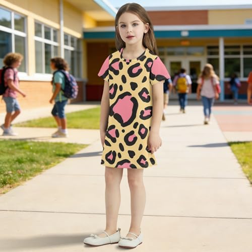 Vestiditos de playa con estampado de leopardo rosa y amarillo 3