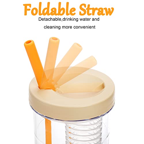 Mezchi 8 Pack Plastic Fruit Infuser Water Bottle, 27 Oz Reusable Skinny Tumblers, 4 Colors Tumbler With Lid And Straw, Green, Grey, White, Pink #TOP2