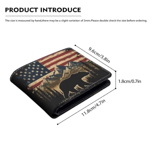 Image of Coldinair American Flag Teen Boys Wallet for Kids,Bear Bifold Wallet,Leather Wallet,Slim Wallet Credit Card Cash Id Holder Cion Purse for Teens Kids,Men