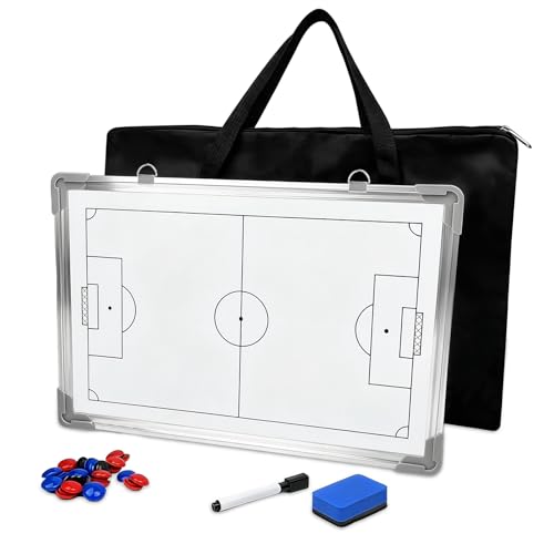 VELLUSTRA Taktiktafel Fußball, Trainer Trainermappe Taktikboard, Coach Board mit Magnete, Marker Stift, Beidseitiger, Inkl, Zubehör, für Die Schulung oder Spielanalyse, Spielanpassungen
