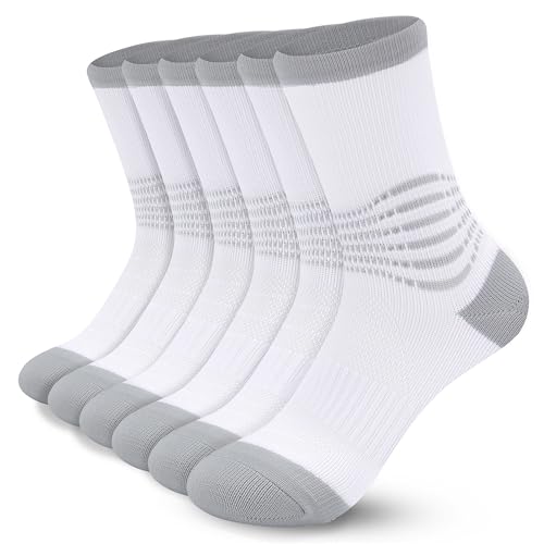 IRAMY Crew Compression Socks for Women Men with Ankle Arch Support Plantar Fasciitis Relief 3 Pairs