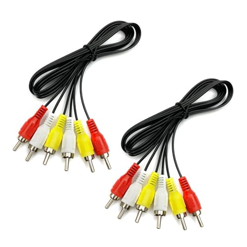 2Pcs 5ft Audio Video Cable, 3RCA to 3RCA Audio Video Composite AV Cable Compatible with VCR, Satellite and Home Theater receivers, Set-top Boxes, Speakers, amplifiers, DVD TVs (1.5m)