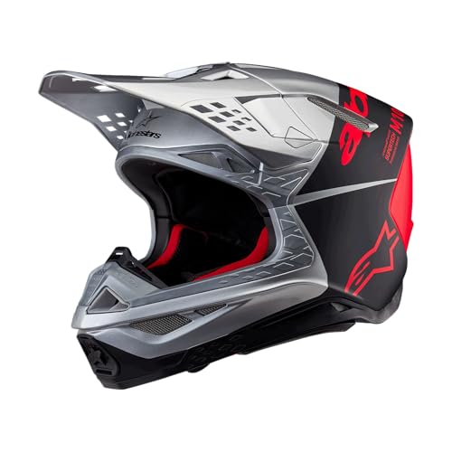 Alpinestars Supertech M10 Flood Helmet L, Silver/Black/Orange Fluo Matte & Glossy