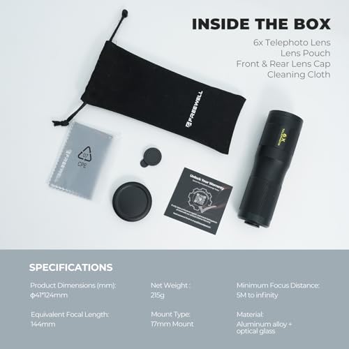 Image of Freewell 6X Telephoto Lens for Smartphones - 17mm Thread Professional Zoom Lens for iPhone & Samsung