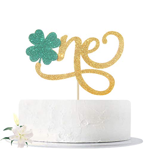 Gold Glitter One Cake Topper, 1st First Birthday Cake Topper Decoration, Happy St