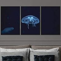 3 Piece Framed Canvas Wall Art Colorful Jellyfish Marine Life Canvas Prints Home Artwork Decoration for Living Room,Bedroom - 16