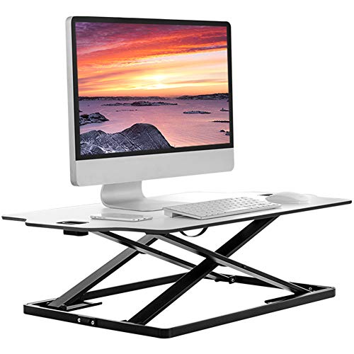 Preisvergleich Produktbild Sitzen Sie Ständer Schreibtisch Converter Höhenverstellbarer Standing up Büro Workstation Ergonomische Riser für PC Computer-Bildschirm, Tastatur, Laptop / 79x54cm Plattform, 20kg Kapazität,White