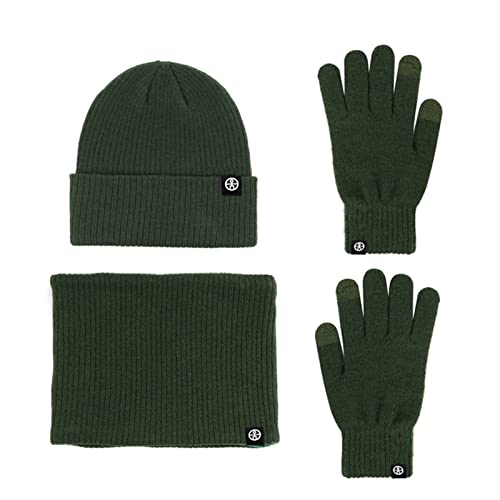 LumiSyne Winter 3 In 1 Mütze Schal Handschuh Sets Für Herren Damen Einfarbig Beanie Strickmütze Touchscreen Handschuhe Halswärmer Mit Fleece Futter Weicher Warme Alpaka Wolle Stoff Cover