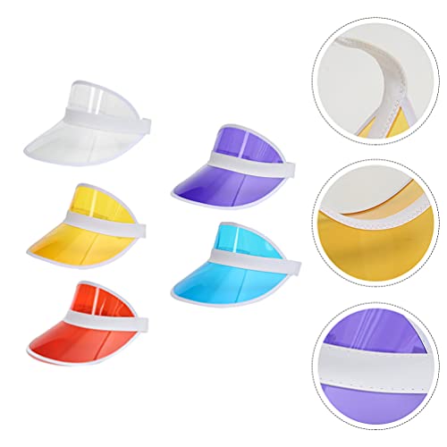 TOYANDONA 5Pcs Sunvisors Chapéu Vazio Chapéu de Praia Viseira Caps Proteção UV Transparente Grande L