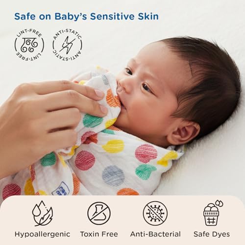 Image of Mee Mee 100% Muslin Cotton Swaddle Wrapper Set (Pack of 3) | Soft, Quick-Drying & Highly Absorbent Baby Blanket Towel | Printed Mulmul Cloth for Newborn Essentials (Multicolour, 120 x 100 cm)