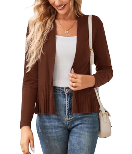 Image of GRACE KARIN Women's Lightweight Peplum Cardigan Sweaters Open Front Cropped Cardigan Long Sleeve Trendy Summer Knit Tops