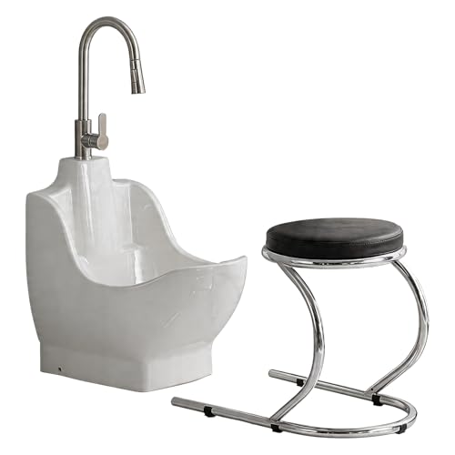 Bañera para pies de cerámica con taburete, capacidad 500KG miniatura 1