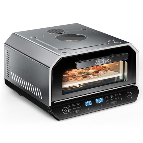 Indoor Pizza Oven, 12 Inch Pizza in 90 Seconds, Heats up to 850°F Pizza Maker, 10-in-1 Countertop Electric Pizza Oven with 6 Touchscreen Presets, Silver