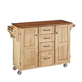 Home Styles Create-a-Cart Natural Two Door Kitchen Cart with Oak Top, with Solid Wood Construction,...