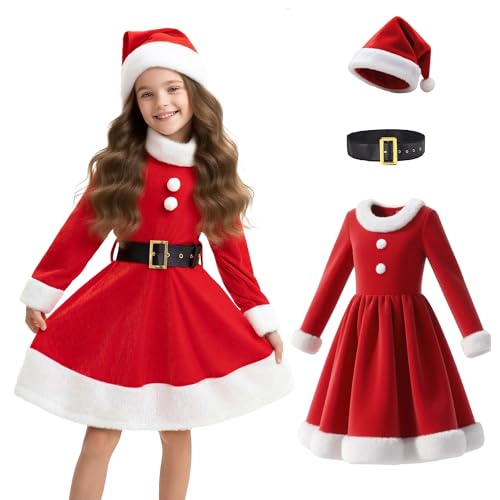 Vestido de Santa para Niñas disfraz Mrs Santa Claus