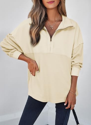 Image of SHEWIN Women Fall Sweatshirt Casual Half Zip Pullover Fall Top 2026 Clothes