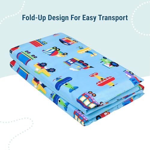 Image of Wildkin Kids Microfiber Nap Mat Cover - Soft, Durable & Fits 1.5 inch Vinyl Sleep Mats (Trains, Planes & Trucks)
