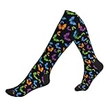 Supdreamc Cute Comfortable Socks for Adults Black Blue Monarch Butterfly, Fashion Compression Knee High for Daily Wear Outdoor Running Hiking Sports Gifts