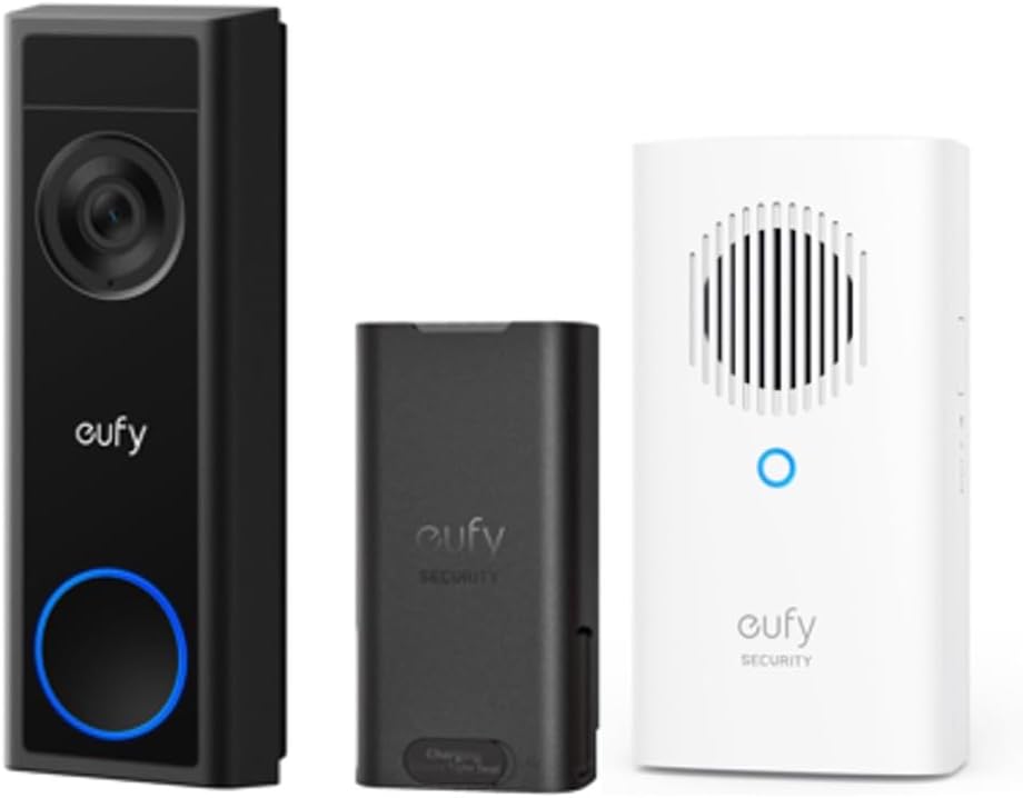 eufy Video Doorbell C31with Add-on Chime, Extra Rechargeable Battery Pack,2K FHD, Dual Power Options, Live Video Call, 24/7 Recording, Human and Motion Detection, No Monthly Fee