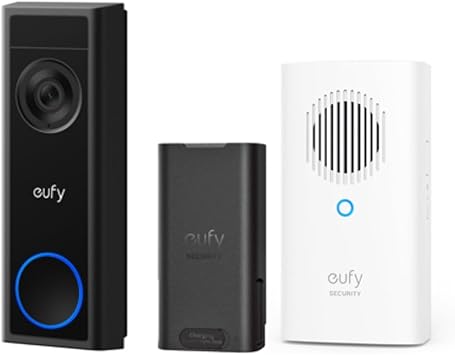 eufy Video Doorbell C31with Add-on Chime, Extra Rechargeable Battery Pack,2K FHD, Dual Power Options, Live Video Call, 24/7 Recording, Human and Motion Detection, No Monthly Fee