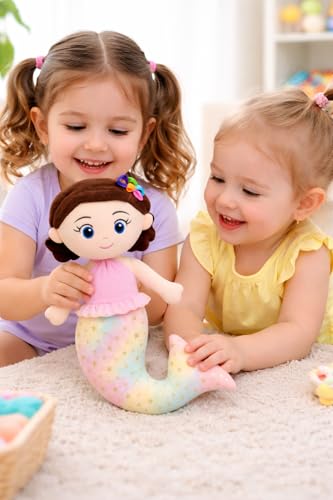 Image of Medium Size 48 CM Mermaid Soft Toy Doll | Multicolor Eyes Fish Girl Plush Toy | Soft Stuffed Doll for Kids & Girls Pink Doll