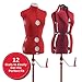 SINGER Female Adjustable Red Dress Form Fits Sizes 4-10 Pinnable Mannequin Body Torso with 360 Degree Hem Guide, Foam-Backed Fabric Exterior, 12 Dials, Tri-Pod Stand